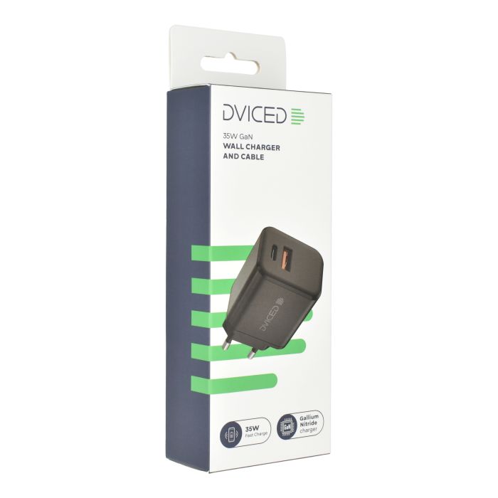 Dviced Wall Charger 35W GaN 1 USB-A, 1 USB-C EU W Cable, Black