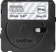 Лента за етикетирање Brother BTAG-135, 12mm, бел текст на проѕирна позадина