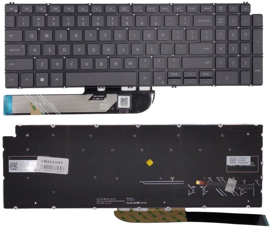 Tastierë Dell Inspiron 5584 5590 5593 5594 5598, me ndriçim, e zezë gri