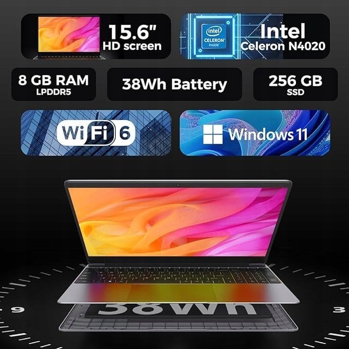 Laptop Chuwi Herobook-Plus, 15.6", Intel Celeron N4020, 8GB RAM, 256GB SSD, gri
