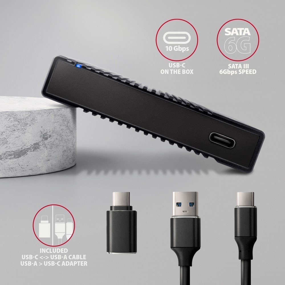 Kuti e jashtme Axagon EE25-GTR, 2.5" SSD HDD, USB 3.2 Gen 2, argjendtë