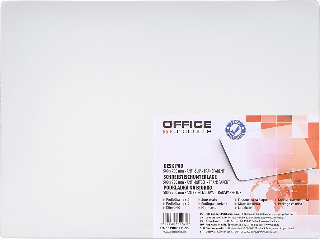 Mbështetëse tavoline Office Products, 50x70cm, transparente, kundër rrëshqitjes