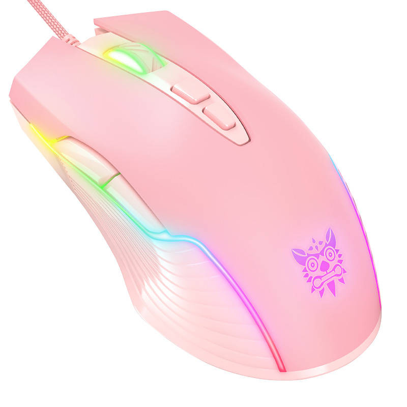 Mouse gaming Onikuma Cw905, me kabllo USB, RGB, rozë