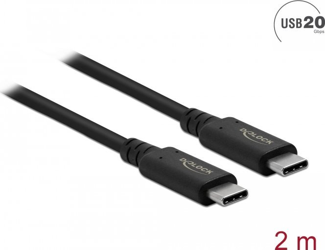 Kabllo USB Delock USB-C në USB-C 86980, USB4, 2 m, e zezë