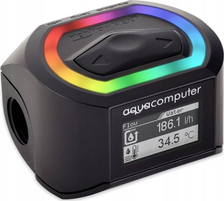 Sensor rrjedhje uji Aquacomputer High Flow NEXT G1/4, ekran OLED, RGB, i zi
