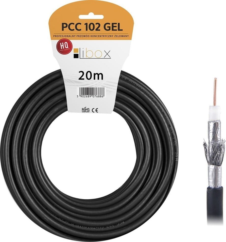 Kabllo koaksiale Libox PCC102, 20m, 1.02mm bakër, e bardhë
