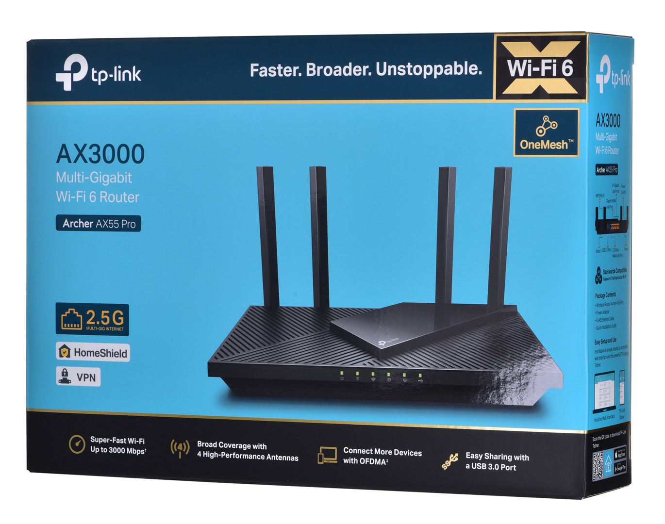 Router Wi Fi TP Link Archer AX55 Pro AX3000, Dual Band, 2.5G Multi Gigabit, i zi