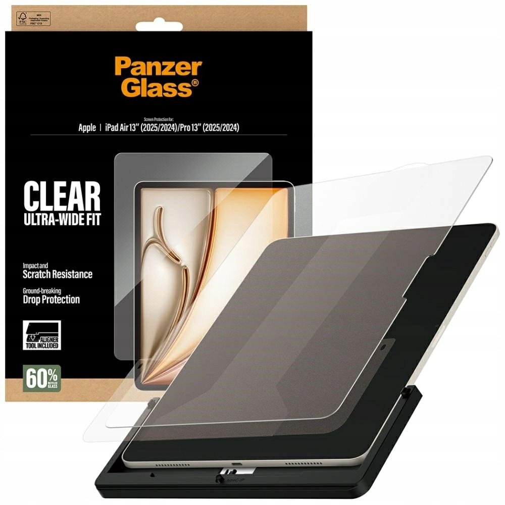 Mbrojtëse ekrani PanzerGlass për iPad Air 13" 2024 2026 dhe iPad Pro 13" 2024 2025, Ultra Wide Fit, me FastFit, transparente