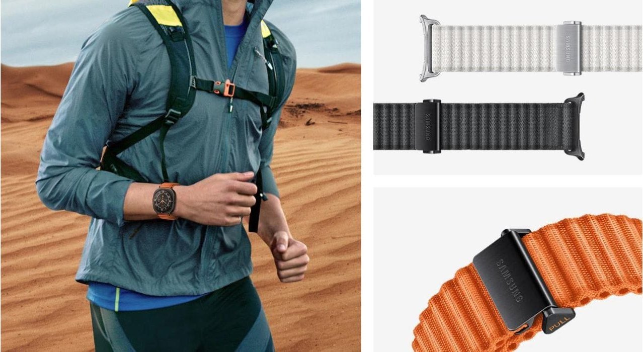 Rrip ore Samsung Trail Band për Galaxy Watch Ultra, pëlhurë sportive, Triangle Latch and Hook, gri e errët