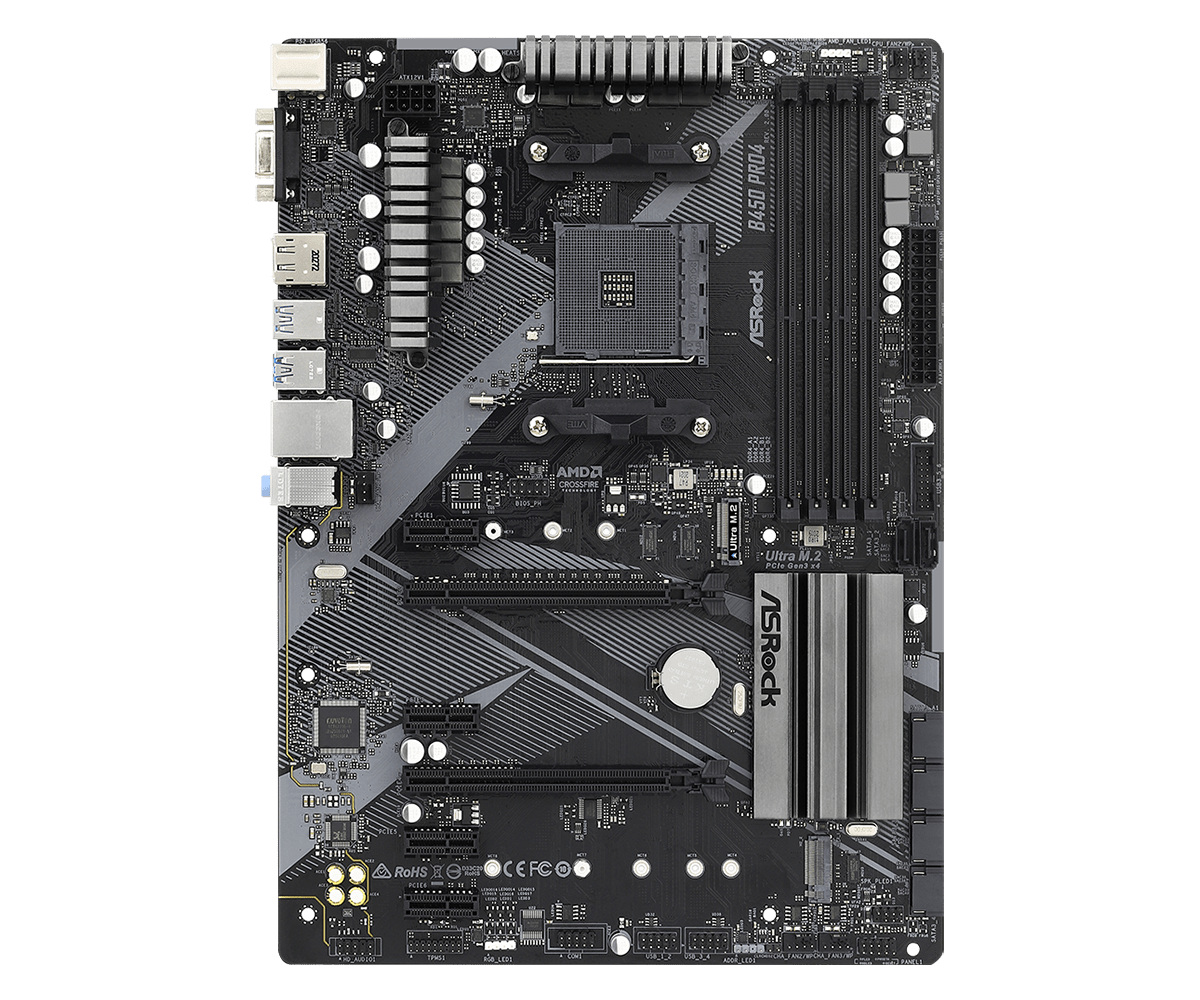 Pllaka amë Asrock B450 Pro4 R2.0, ATX, socket AMD AM4, Super Alloy