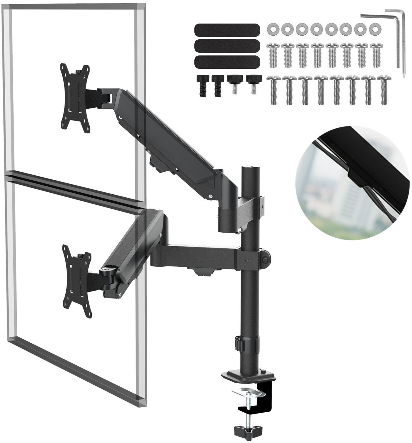 Kllapë për monitorë Maclean MC-136, 17"-32", sustë gazi, e zezë