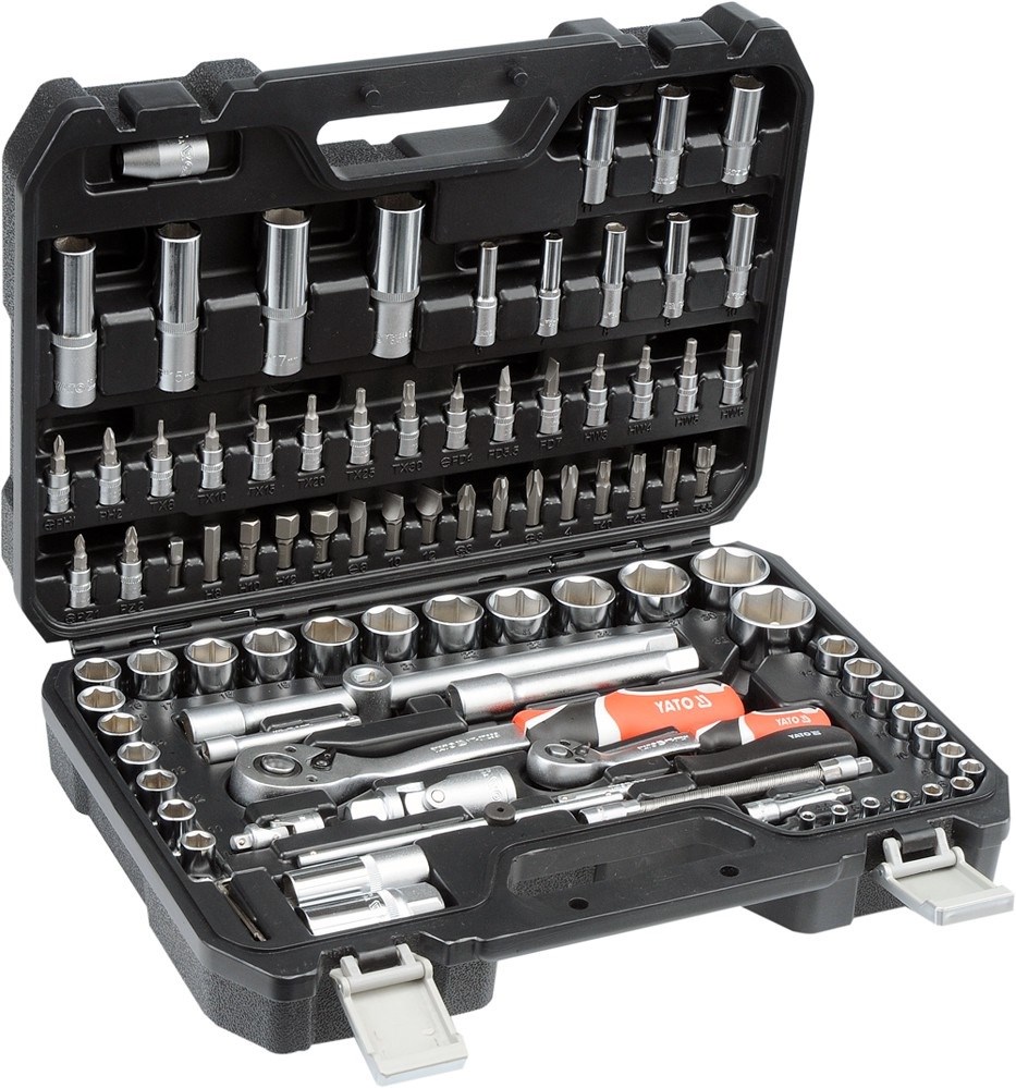 Set veglash Yato YT-12681, 94 copë, çelësa dhe koka, në kuti plastike