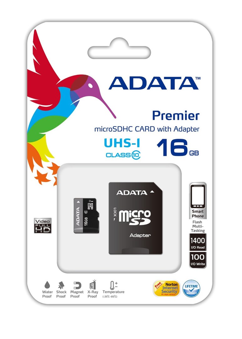 Kartë e memories ADATA Premier, MicroSDHC, 16 GB, Class 10 + përshtatës SD