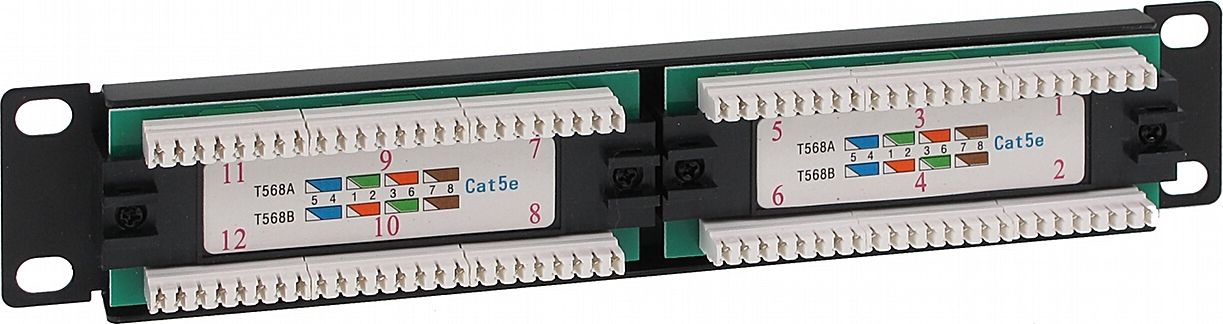 Patch panel Delta PP10-12/RJ, 12x RJ-45, Cat.5e, 10" RACK, i zi