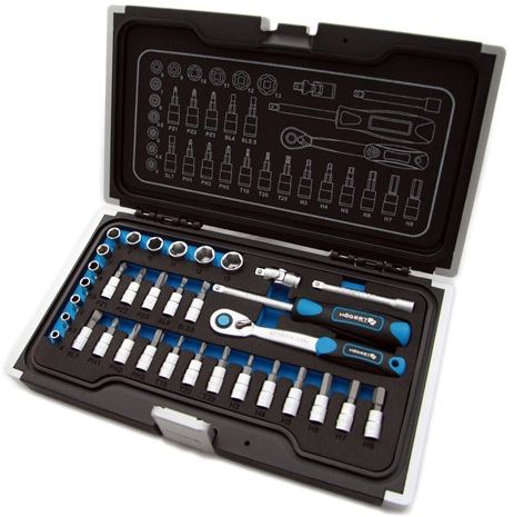 Set veglash Högert Technik HT1R464, 34 pjesë, 1/4", në kuti