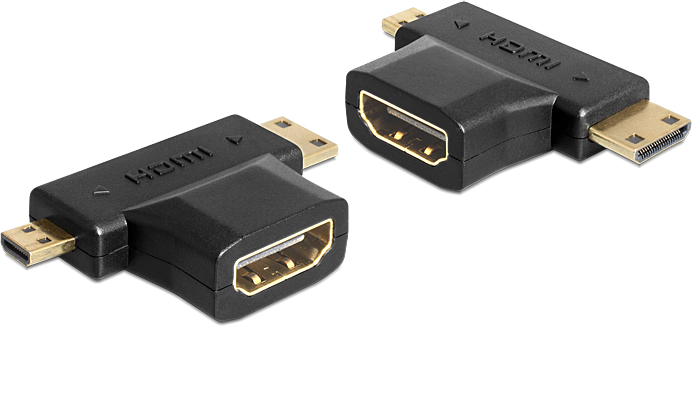 Përshtatës AV Delock HDMI Micro - HDMI Mini - HDMI, i zi