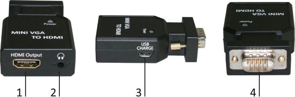 Përshtatës MicroConnect AV D-Sub (VGA) Mini në HDMI, i zi