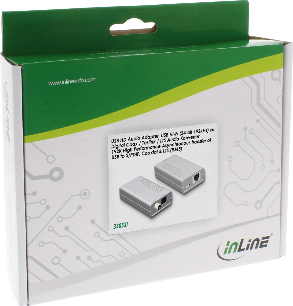 Përshtatës USB HD Audio InLine, i bardhë