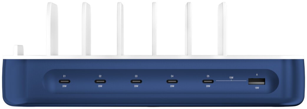 Stacion karikimi 4smarts Team 100W, 5x USB C, 1x USB A, navy