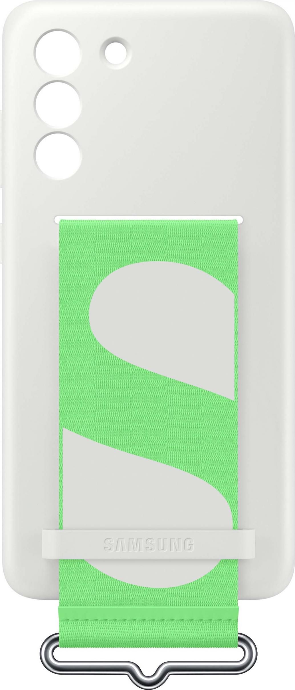 Силиконска маска Samsung за Galaxy S21 FE, со ремен, бела