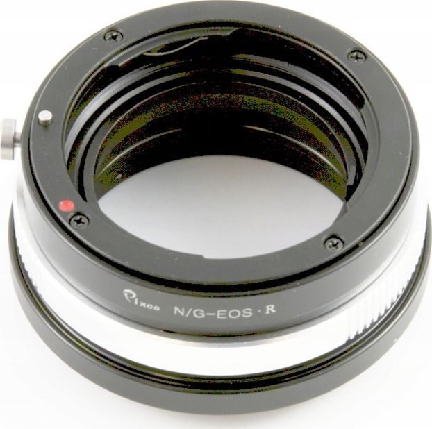 Adapter objektivi Pixco, Canon RF në Nikon G, metalik, i zi