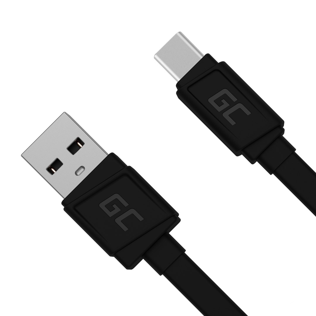 Kabllo USB Green Cell KABGC03, USB-A në USB-C, 0.25m, e zezë