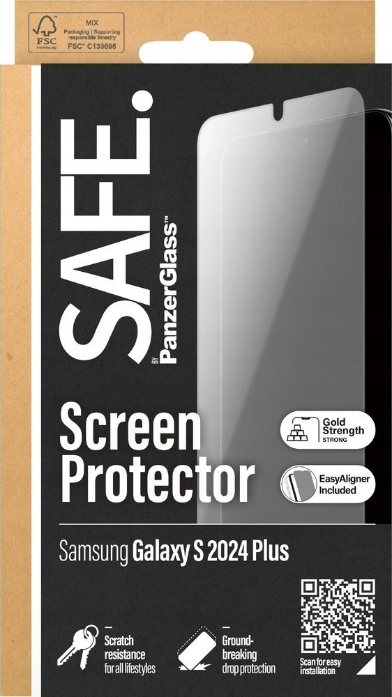 Mbrojtës ekrani PanzerGlass SAFE Samsung Galaxy S24 Plus, qelq i kalitur, Ultra Wide Fit, transparent