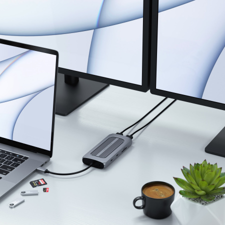 Përshtatës Satechi Aluminium USB-C Multiport MX, i hirtë