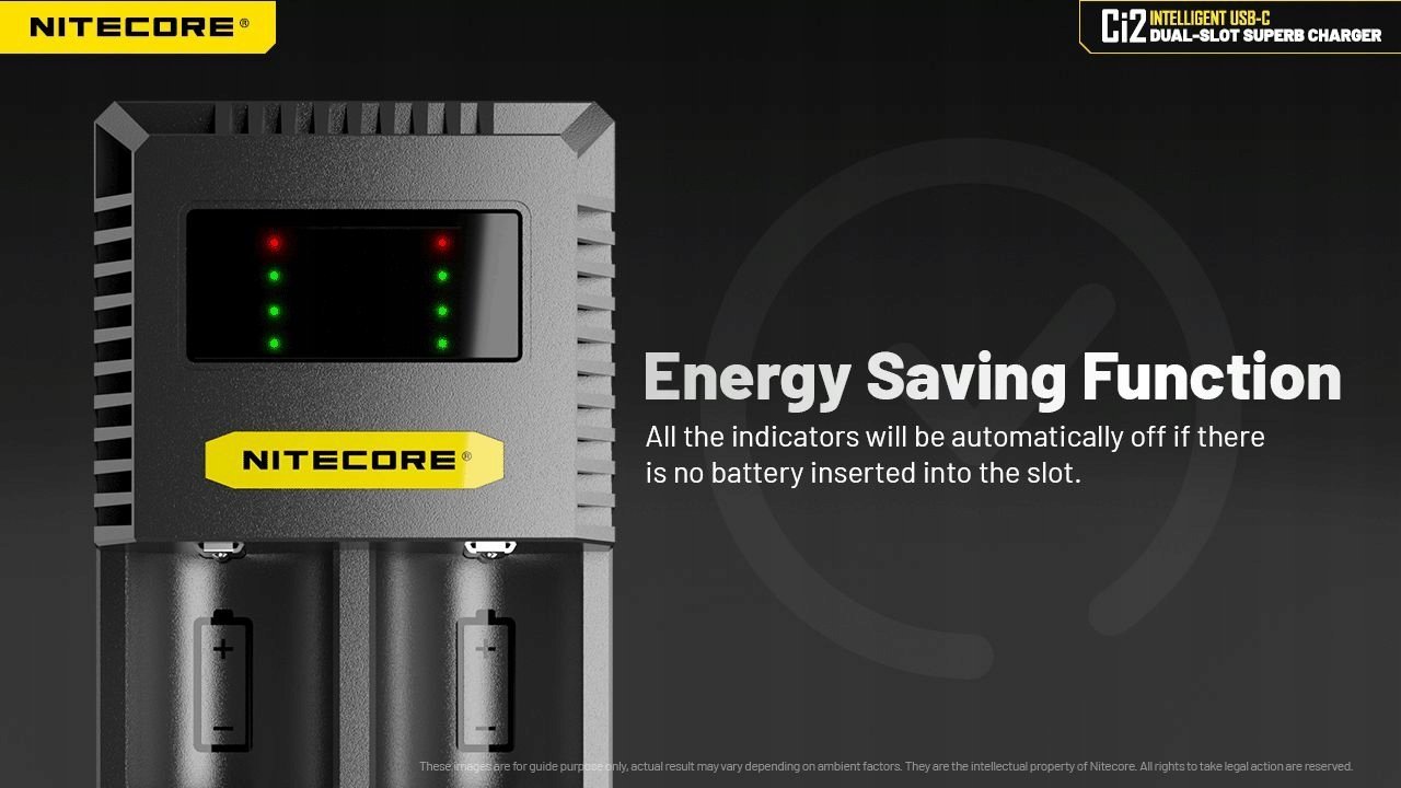 Karikues universal baterish Nitecore Ci2, 2 porta, USB C, i zi