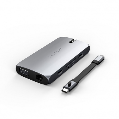 Адаптер Satechi USB-C On-the-go Multiport, сив