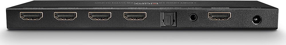 Splitter HDMI Lindy 38231, 4 porta 4K UHD, dalje audio optike dhe analoge, i zi