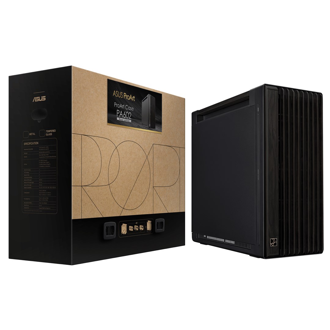 Kuti PC ASUS ProArt PA602 Wood Edition, mid tower, panel metalik, e zezë