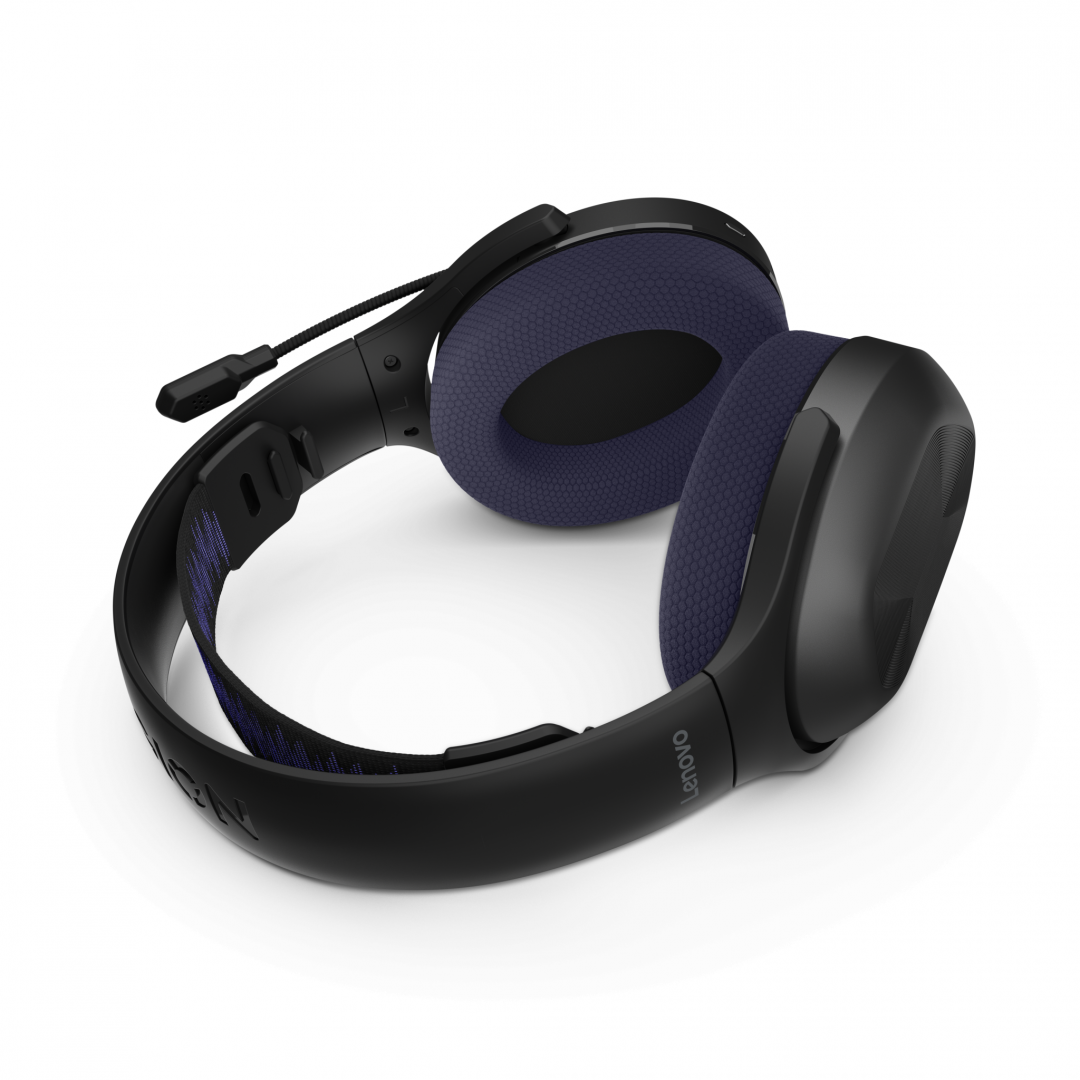 Headset gaming Lenovo Legion H410, wireless, me Bluetooth, i zi vjollcë