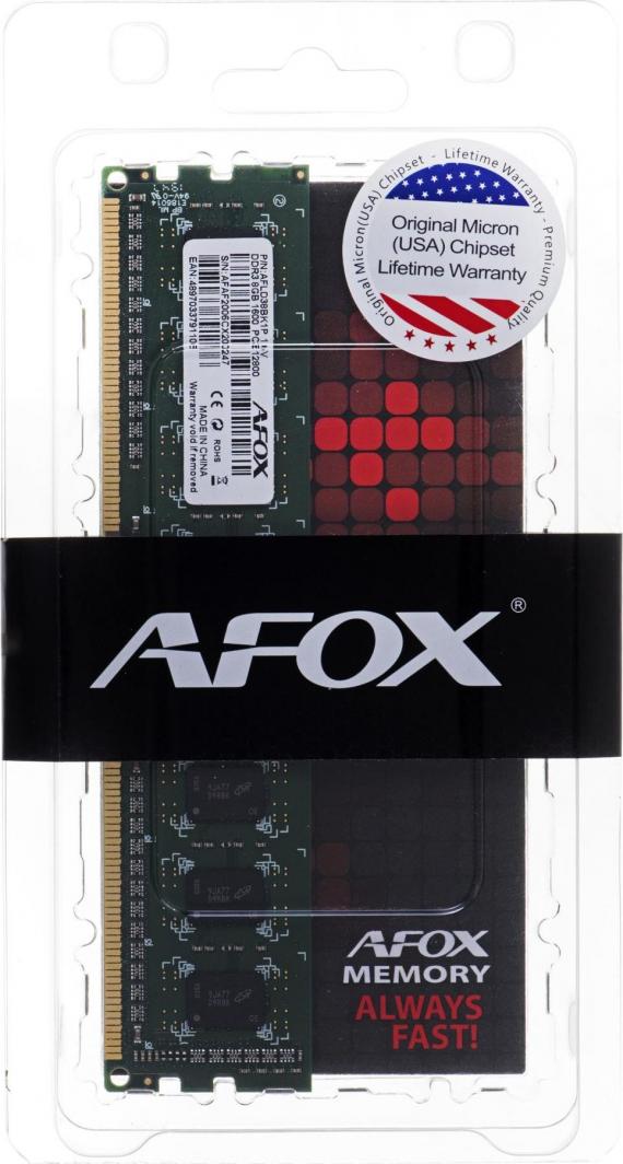 Memorie AFOX DDR3L, 8 GB, 1600 MHz, CL11, AFLD38BK1L