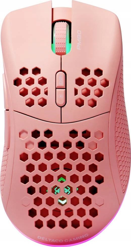 Maus gaming Deltaco Gaming PM80, wireless dhe me kabllo, 64000 DPI, ndriçim RGB, rozë