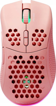 Maus gaming Deltaco Gaming PM80, wireless dhe me kabllo, 64000 DPI, ndriçim RGB, rozë