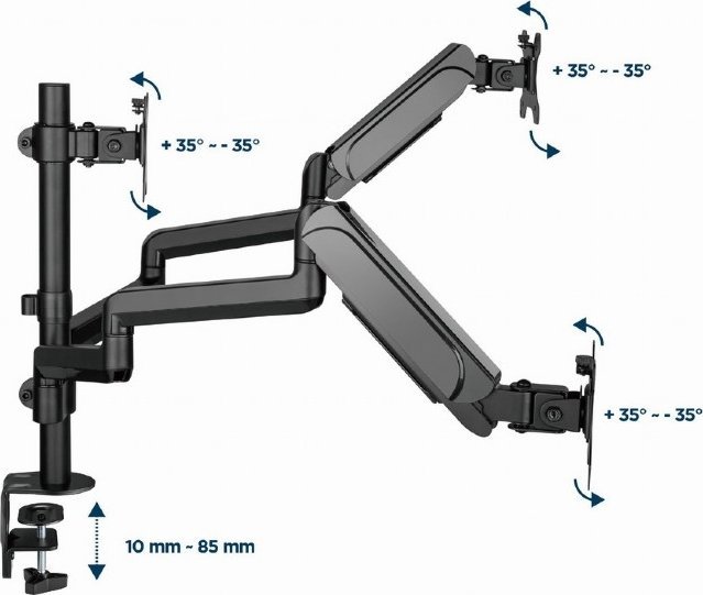 Носач за монитор за на маса Gembird MA-DA3-01, за 3 монитори 17-32\", до 7 kg, црн