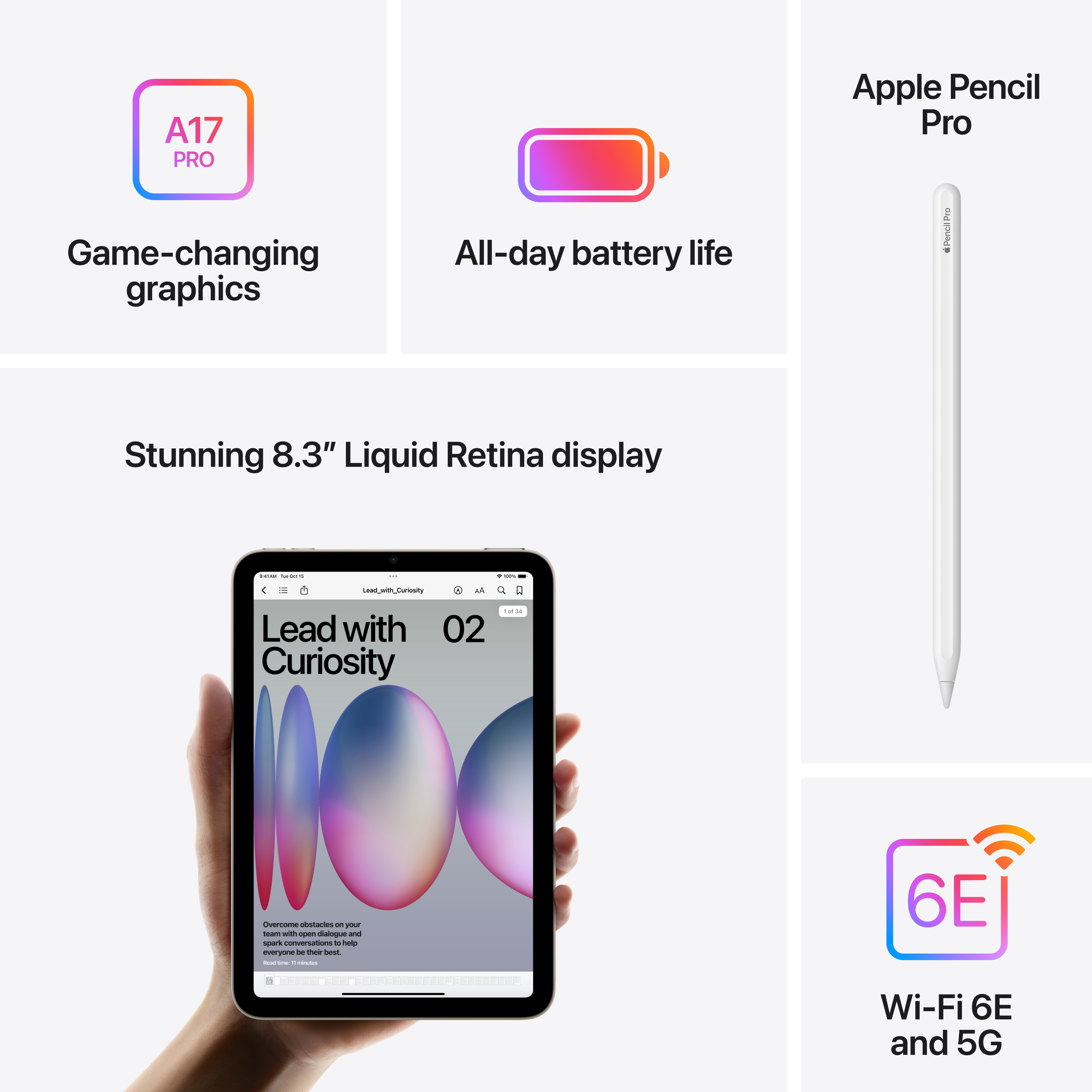 Apple iPad Mini (A17 Pro), Cellular, 128GB, Purple
