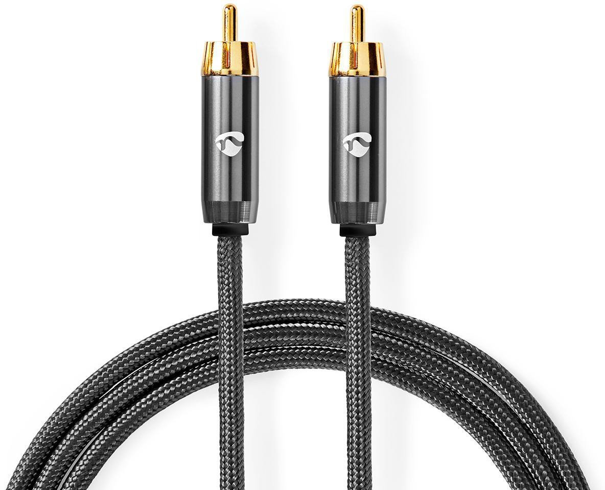 Kabllo subwoofer Nedis Profigold Fabritallic, RCA në RCA, 5m, antracit