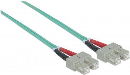 Kabllo fibër optike Intellinet SC SC OM3, multimode duplex, 3m, aqua