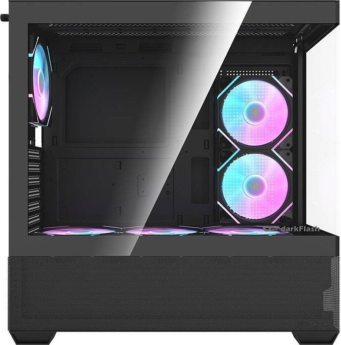 Kasa kompjuteri DarkFlash, PSU 700W, 6 ftohës, mbështetje ftohje me ujë, e zezë