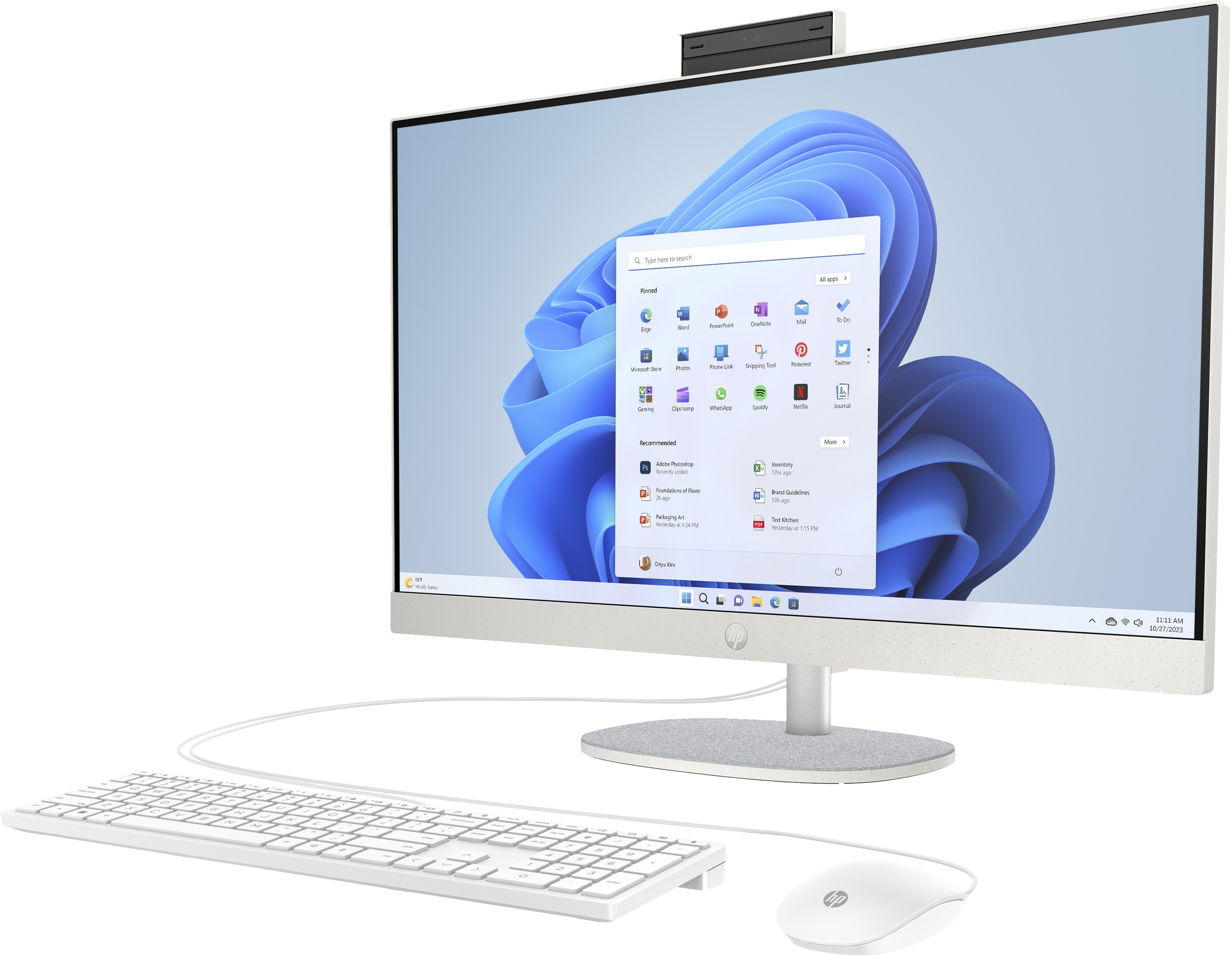 Kompjuter HP All-in-One 27-cr1001ng, 27", Intel Core Ultra 7 155U, 16GB DDR5, 512GB SSD, Intel UHD Graphics, i bardhë