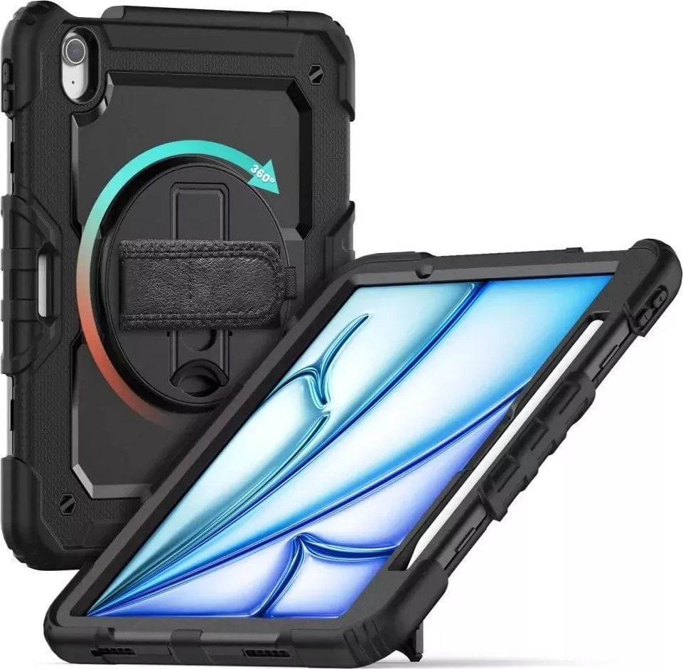 Заштитна футрола за таблет Tech-protect SOLID360 за iPad Air 11" 6 2024, со заштитно стакло, црна