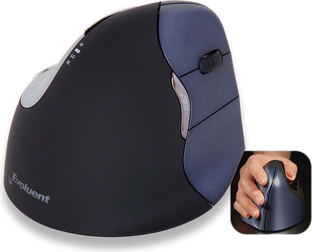 Maus Evoluent VerticalMouse, wireless, USB, i zi dhe i kaltërt