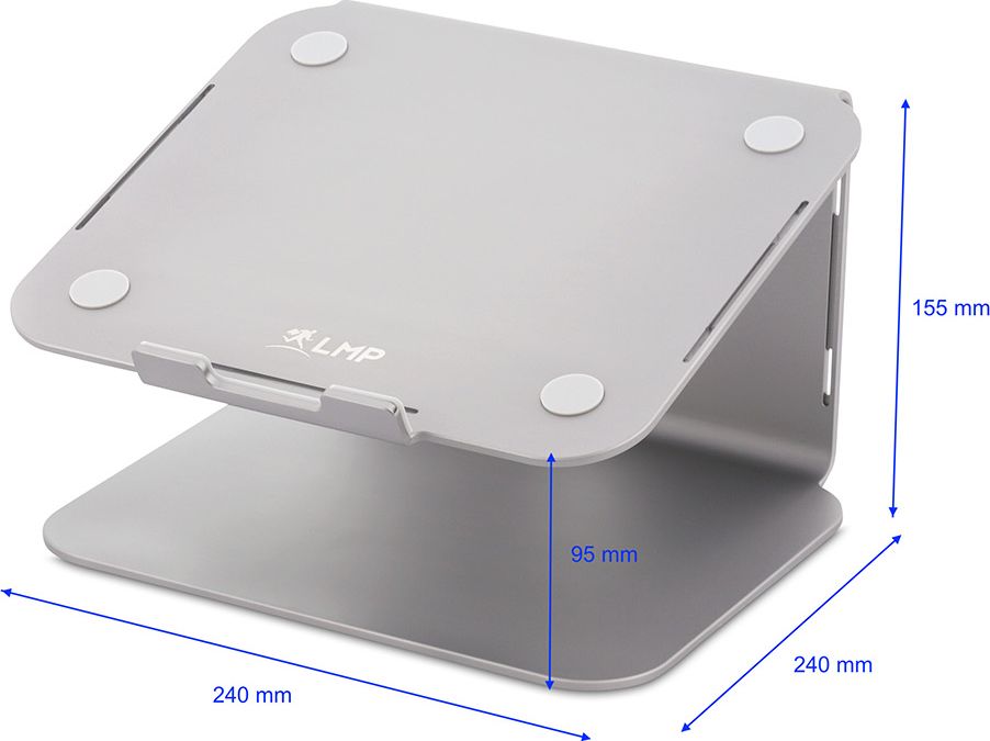 Stendë laptopi LMP ProStand 18649, për 12-17", alumin, gri