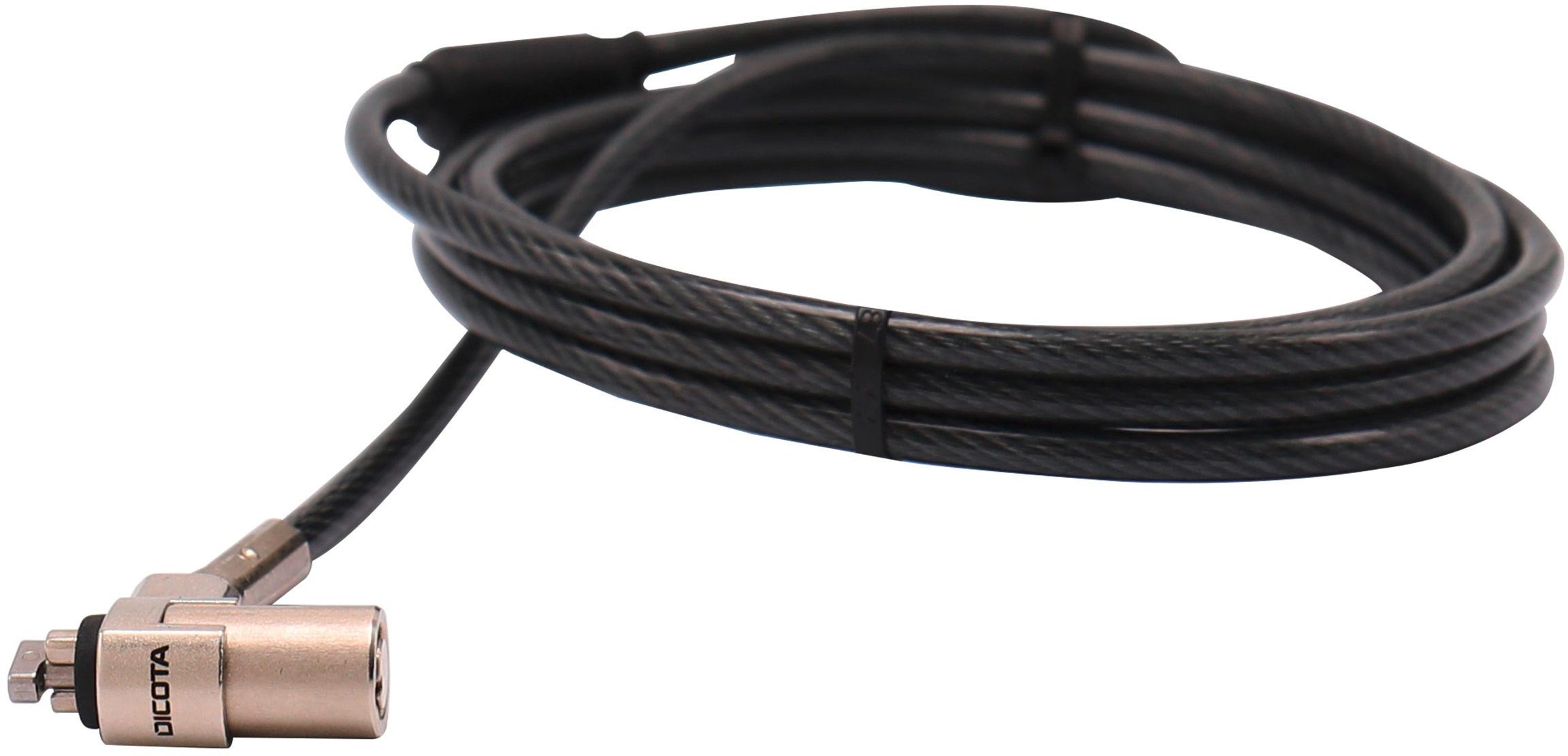 Kabllo sigurie DICOTA D31831, 2 m, me çelës, zi argjend