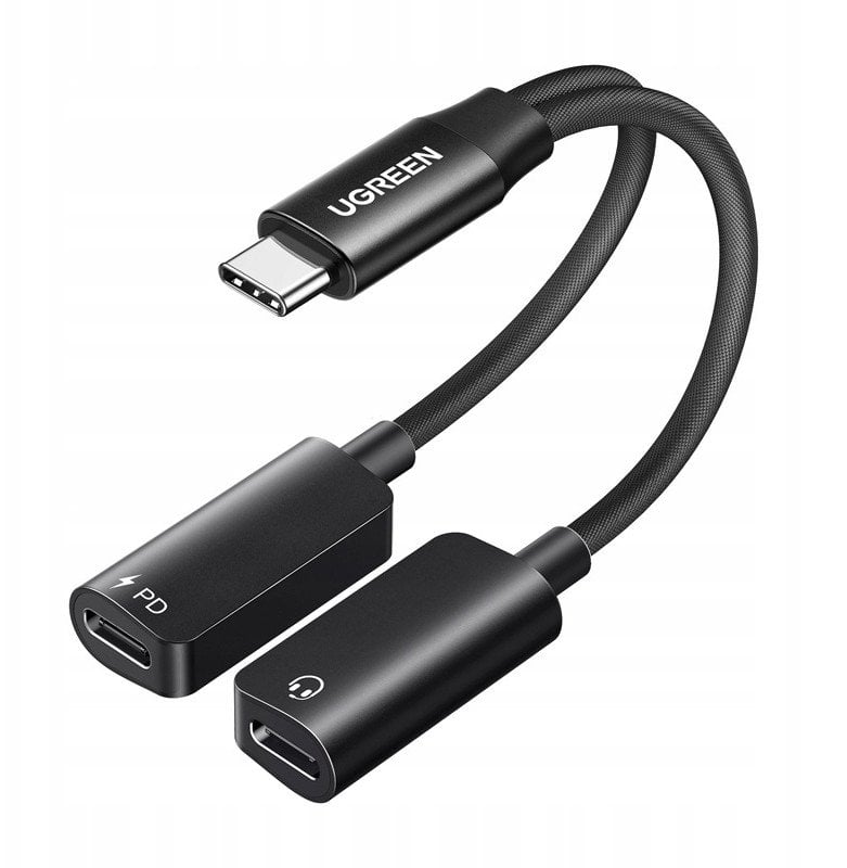 Адаптер USB C UGREEN Магнетен Сплитер, 1 во 2, аудио и полнење PD 60W, црн
