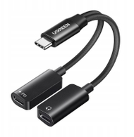 Adapter USB C UGREEN Magnetic Splitter, 1 në 2, audio dhe karikim PD 60W, i zi