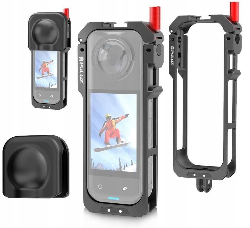 Kornizë mbrojtëse Puluz PU759B për Insta360 X5, alumin, montim GoPro dhe tripod, e zezë