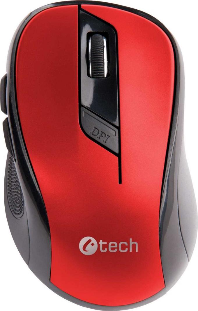 Maus C-Tech WLM-02R, wireless, USB, i zi dhe i kuq